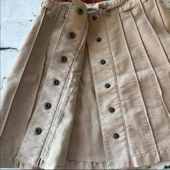 NWT Free People Vegan Faux Leather Mini Skirt Pink Tan Size 0 - Picture 5 of 12